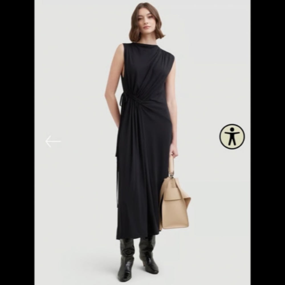 Modern Citizen Black Asymmetrical Twist Midi Dress